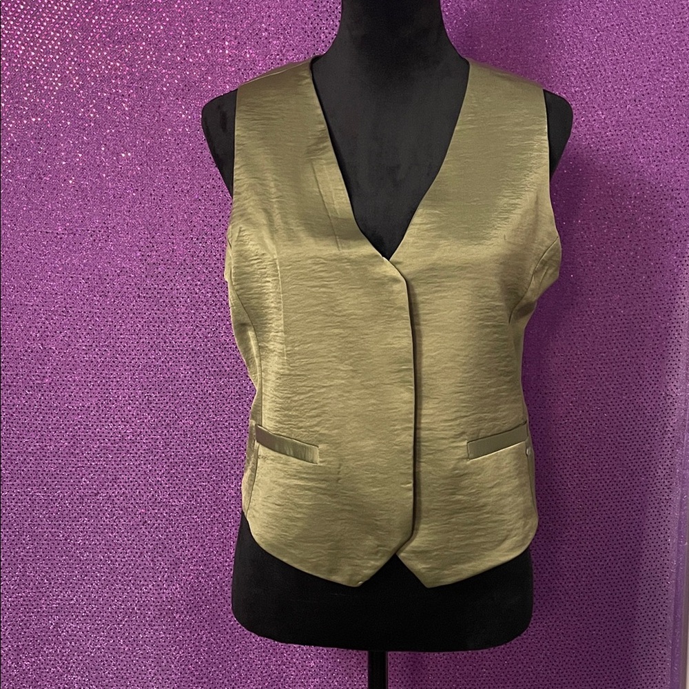 Scotch & Soda Martini Olive Satin Vest – Women’s Size M, Tailored Chic Style - Picture 1 of 11